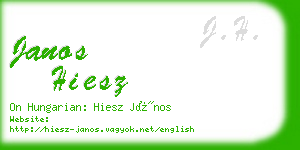 janos hiesz business card